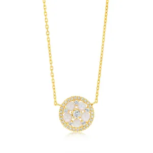 Sterling Silver Gold Plated Fresh Water Pearls And Zirconia Pendant On 45cm Chain Shiels