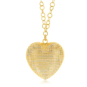 Sterling Silver Gold Plated Heart Pendant On 42 3cm Chain Shiels