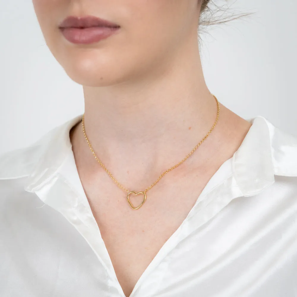 Sterling Silver Gold-Plated Open-Heart Pendant On Chain Shiels