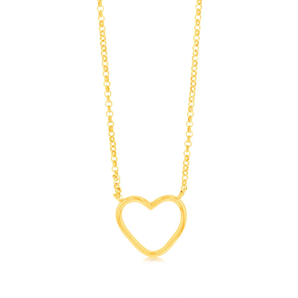 Sterling Silver Gold-Plated Open-Heart Pendant On Chain Shiels