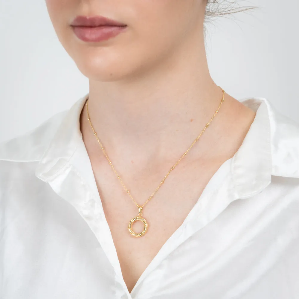 Sterling Silver Gold Plated Patterned Circle Of Life Pendant On Chain Shiels