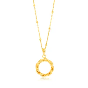 Sterling Silver Gold Plated Patterned Circle Of Life Pendant On Chain Shiels