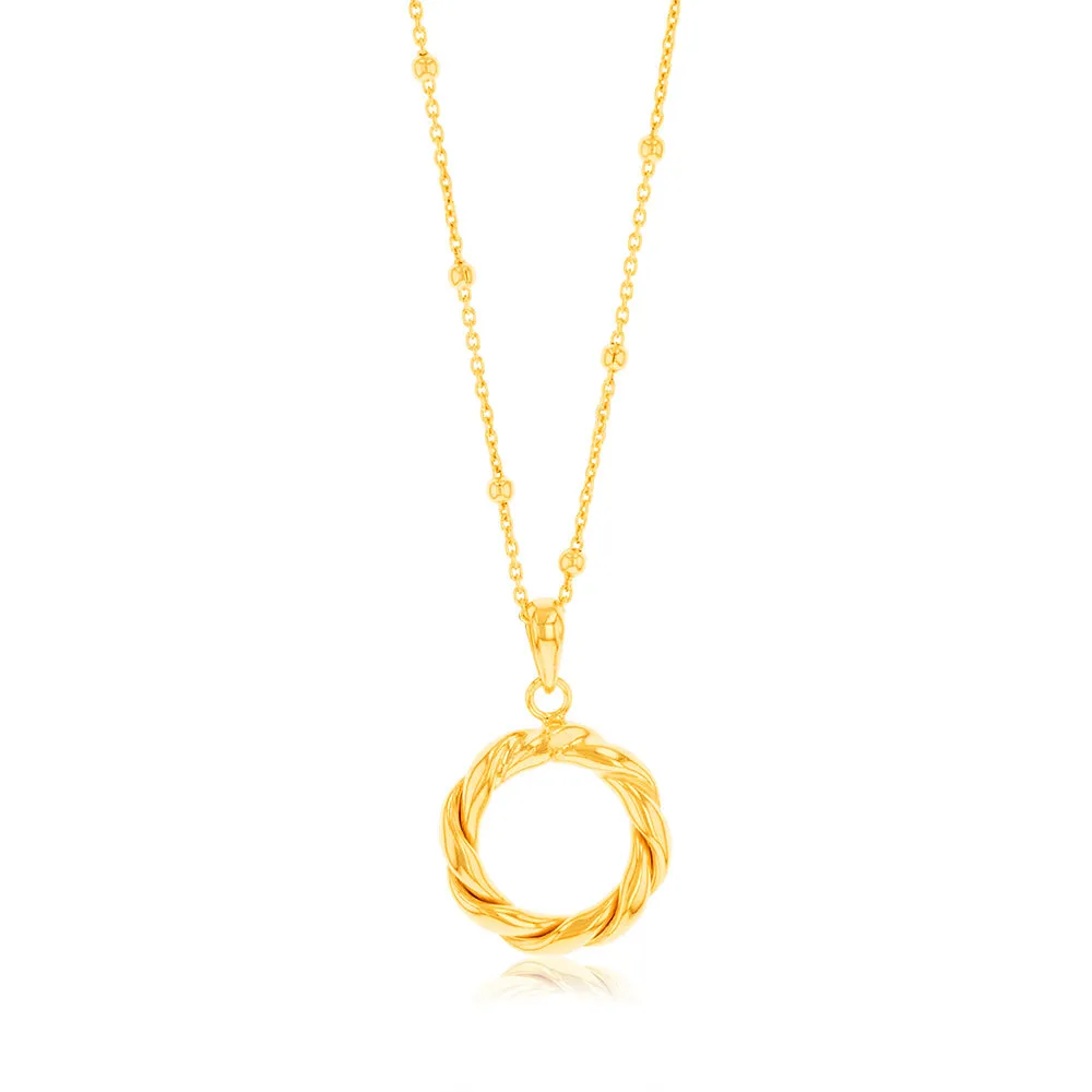Sterling Silver Gold Plated Patterned Circle Of Life Pendant On Chain Shiels