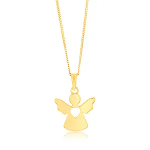 Sterling Silver Gold Plated Plain Large 15mm Angel Pendant Shiels