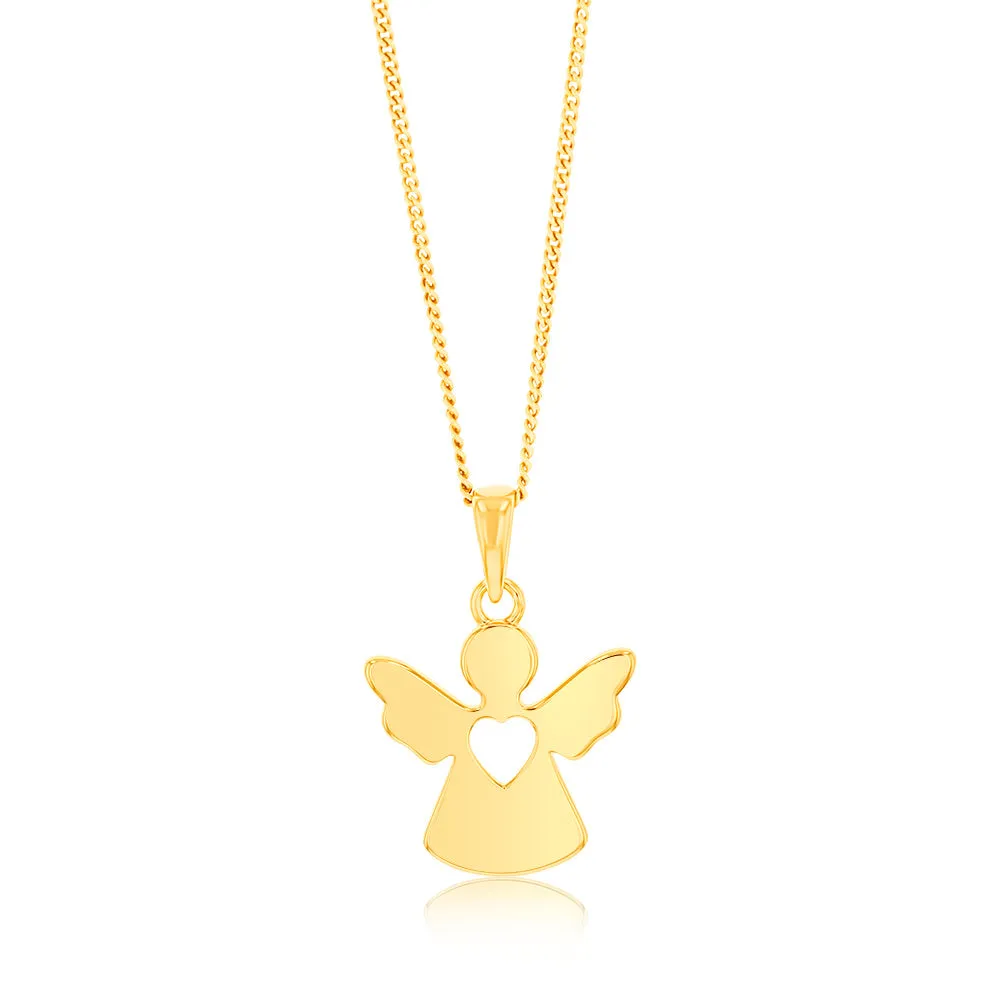 Sterling Silver Gold Plated Plain Large 15mm Angel Pendant Shiels