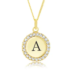 Sterling Silver Gold Plated Round Initial "A" Pendant On 45cm Chain Shiels