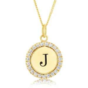 Sterling Silver Gold Plated Round Initial "J" Pendant On 45cm Chain Shiels