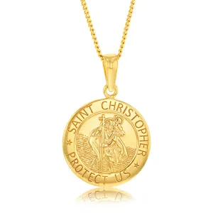 Sterling Silver Gold Plated St. Christopher Round Pendant Shiels