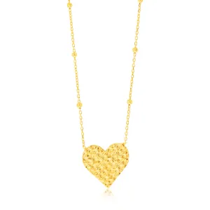 Sterling Silver Gold Plated Textured Heart Pendant on 42 3cm Chain Shiels