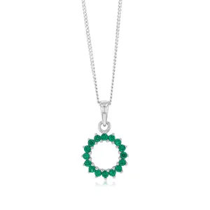 Sterling Silver Green Cubic Zirconia Circle Of Life Pendant Shiels