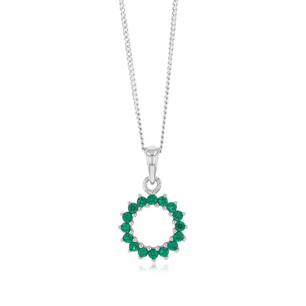 Sterling Silver Green Cubic Zirconia Circle Of Life Pendant Shiels