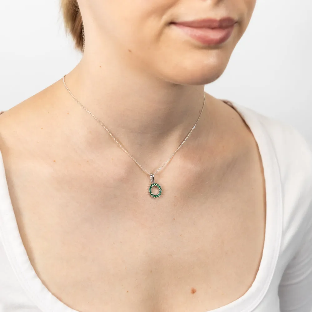 Sterling Silver Green Cubic Zirconia Circle Of Life Pendant Shiels