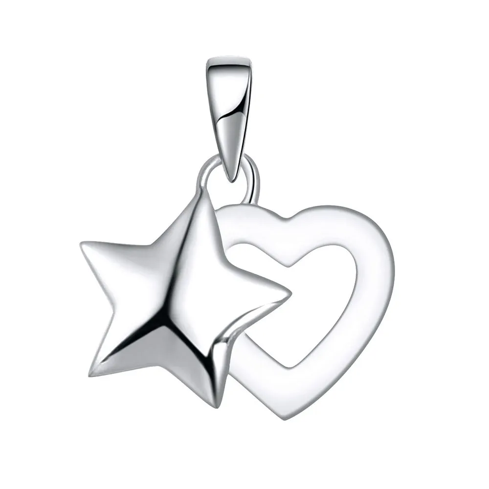 Sterling Silver Heart and Star Pendant SS Shiels