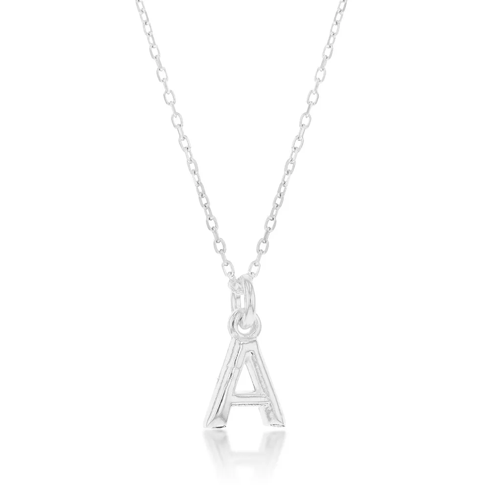 Sterling Silver Initial Letter "A" Pendant On 45cm Chain Shiels