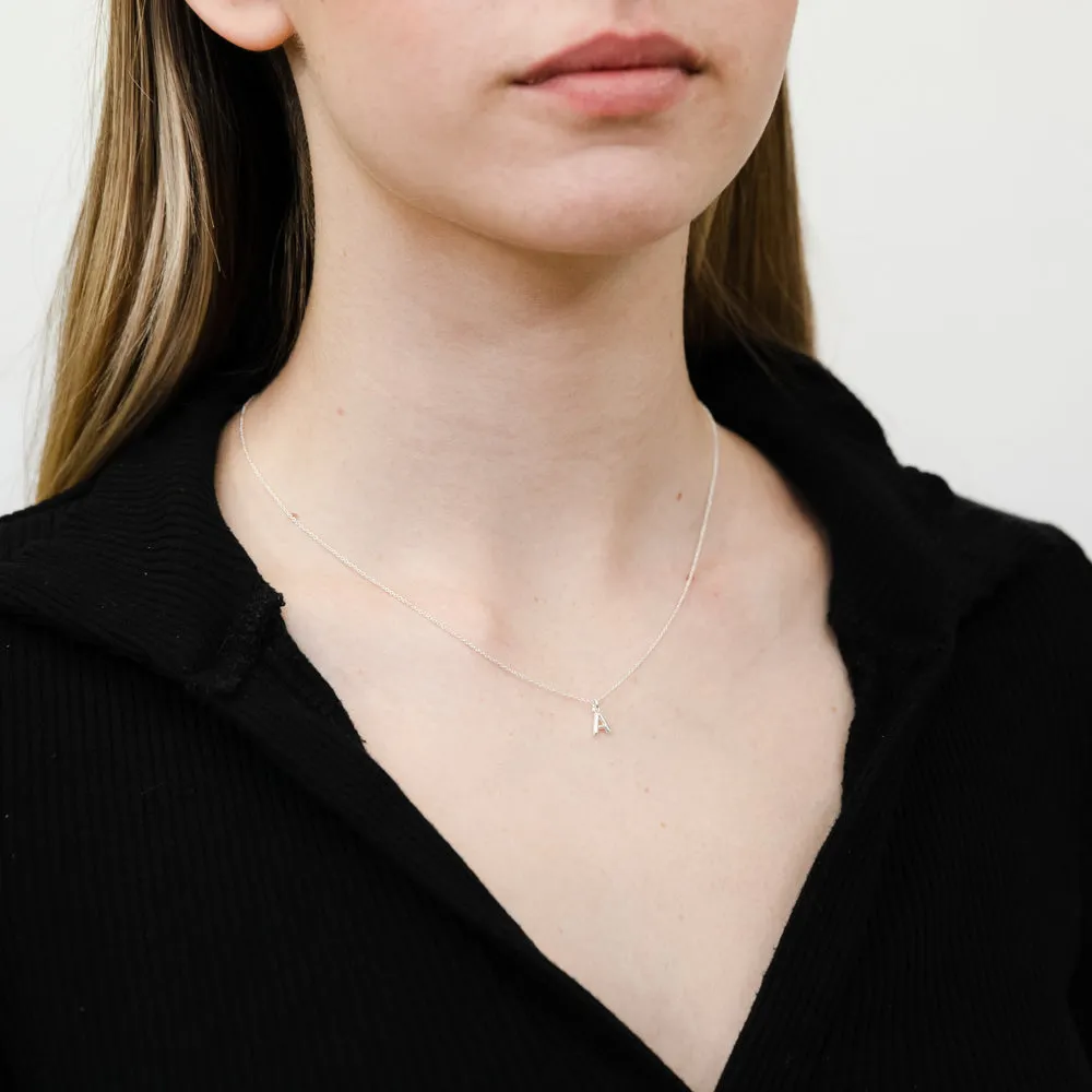 Sterling Silver Initial Letter "A" Pendant On 45cm Chain Shiels