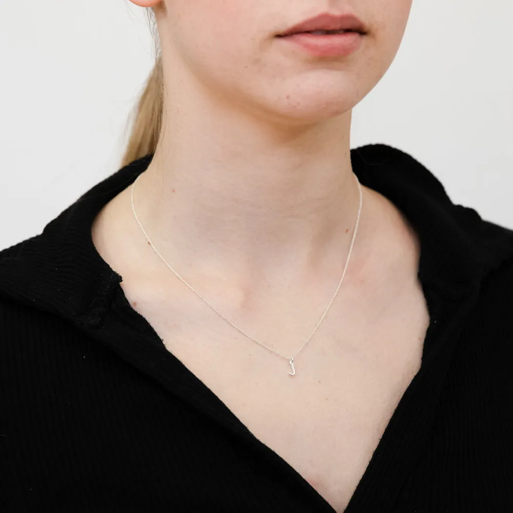Sterling Silver Initial Letter "J" Pendant On 45cm Chain Shiels