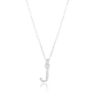 Sterling Silver Initial Letter "J" Pendant On 45cm Chain Shiels