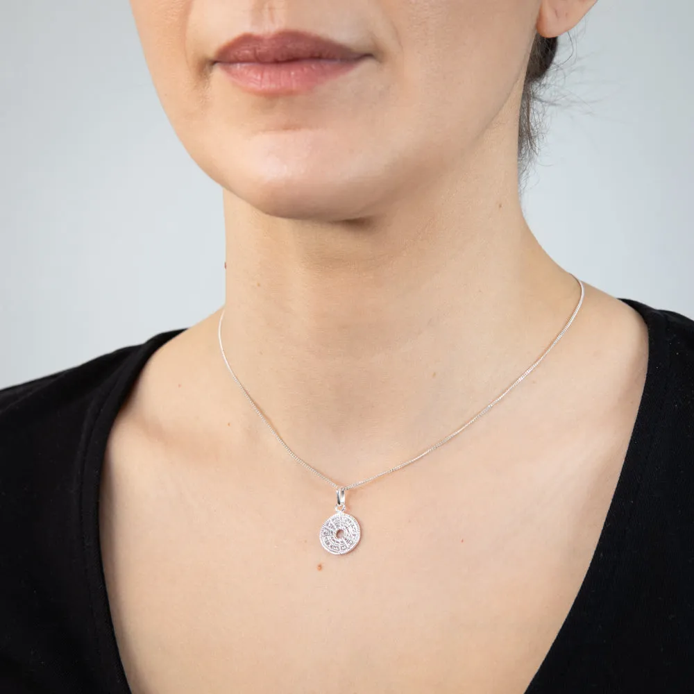 Sterling Silver Patterned Round Pendant Shiels