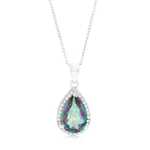 Sterling Silver Pear Mystic Quartz And Zirconia Pendant Shiels
