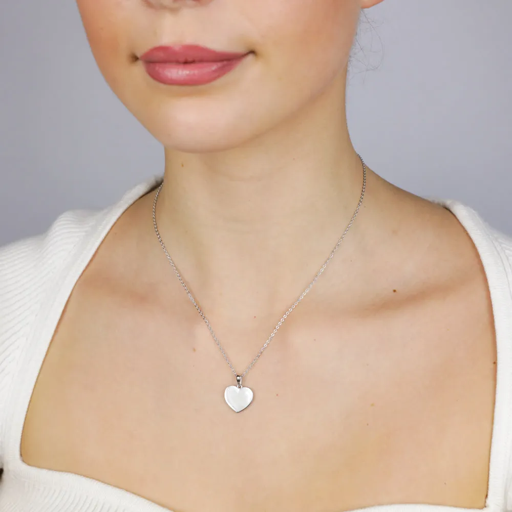 Sterling Silver Plain Heart Pendant On Chain Shiels