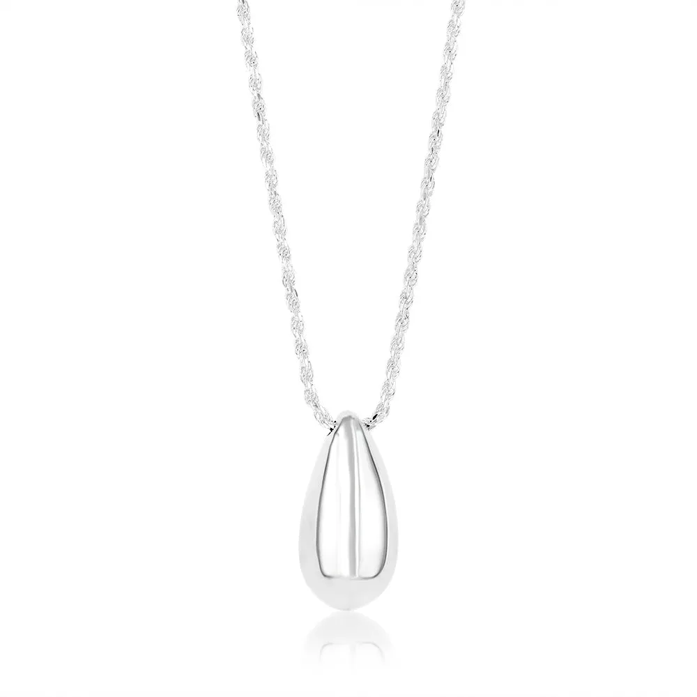 Sterling Silver Polished Tear Drop Pendant on 40 5cm Chain Shiels