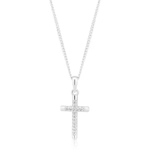 Sterling Silver Rhodium Plated Cubic Zirconia Cross Pendant Shiels