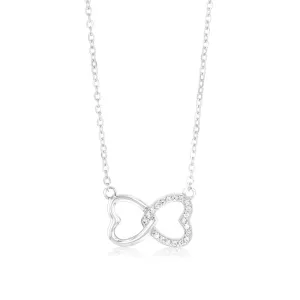 Sterling Silver Rhodium Plated Cubic Zirconia Interlocking Hearts Pendant On Chain Shiels
