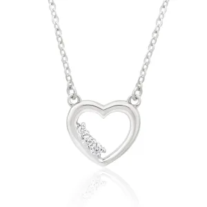 Sterling Silver Rhodium Plated Cubic Zirconia Open Heart Pendant With 42   3cm Chain Shiels