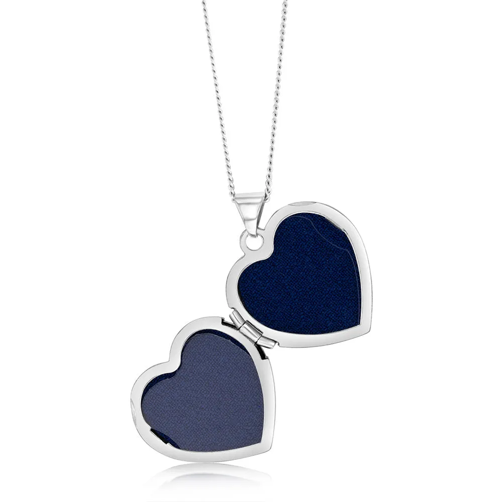 Sterling Silver Rhodium Plated Engraved Heart Locket Shiels