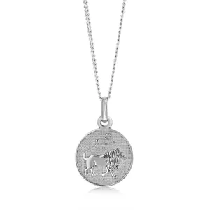Sterling Silver Rhodium Plated Round Zodiac Leo Pendant Shiels