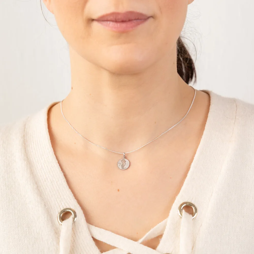 Sterling Silver Rhodium Plated Round Zodiac Virgo Pendant Shiels