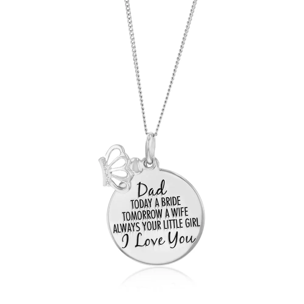 Sterling Silver Round Engraved Dad Litle Girl Pendant Shiels