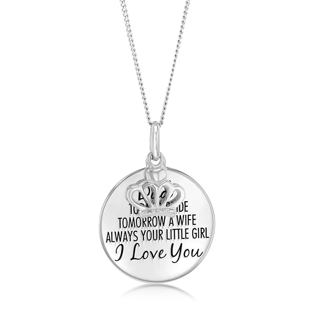 Sterling Silver Round Engraved Dad Litle Girl Pendant Shiels