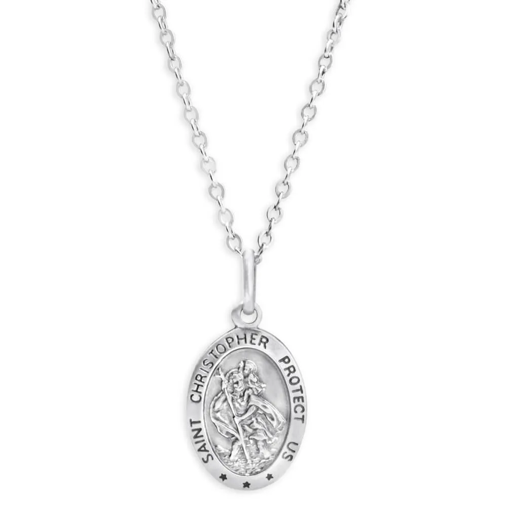 Sterling Silver St Christopher Oval Pendant Shiels