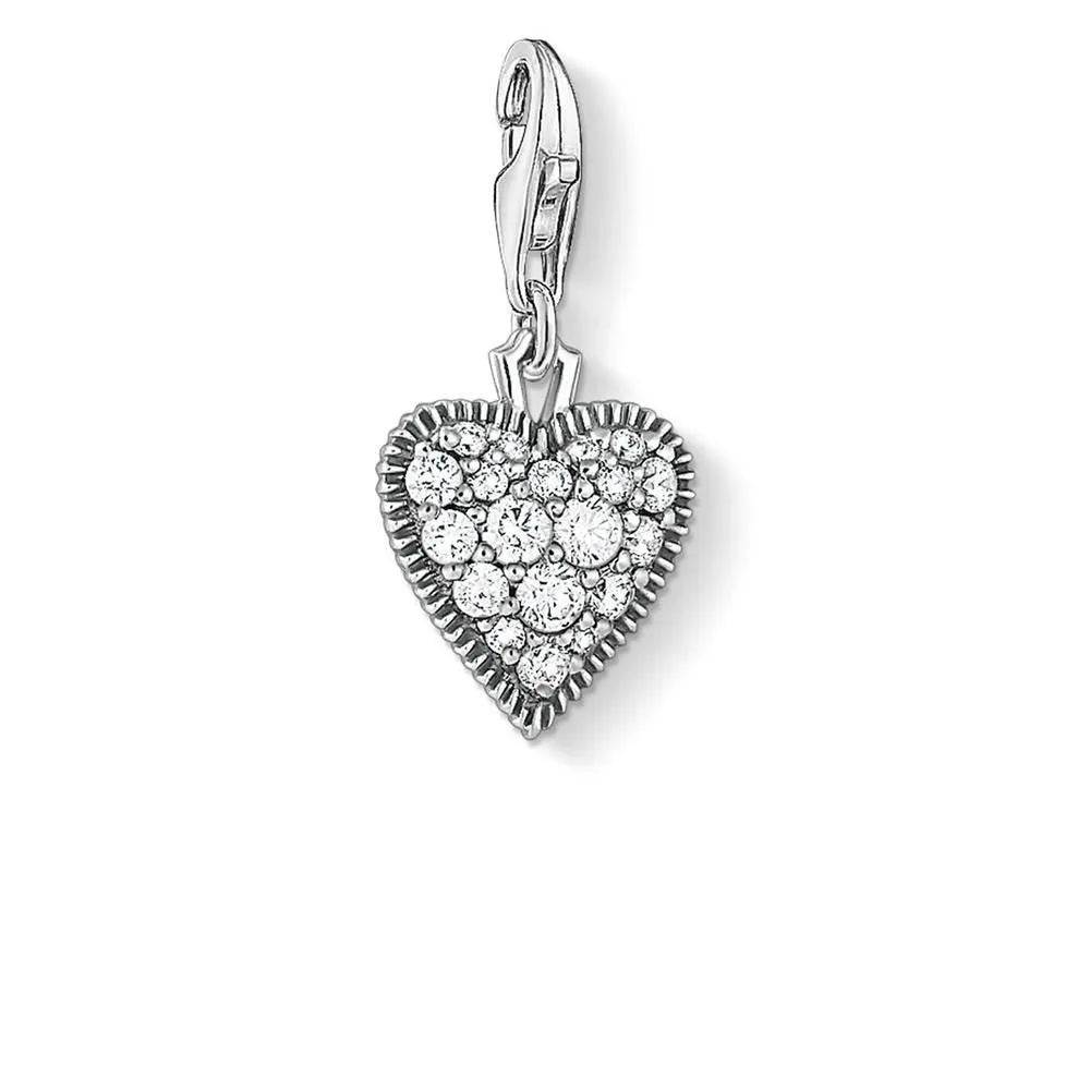 Sterling Silver Thomas Sabo Charm Club Oxidised Zirconia Heart Shiels
