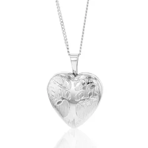 Sterling Silver Tree of Life 16mm x 21mm Heart Locket Rhodium Plated Shiels