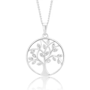 Sterling Silver Tree of Life Zirconia Pendant Shiels