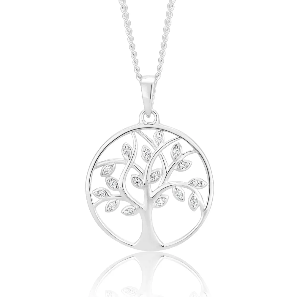 Sterling Silver Tree of Life Zirconia Pendant Shiels