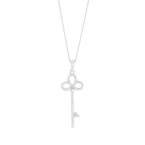 Sterling Silver White Cubic Zirconia Key Pendant Shiels