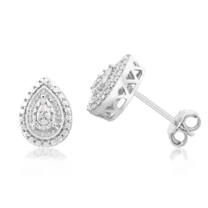 Sterling Silver With 2 Diamond Pear Shape Earing Stud Shiels