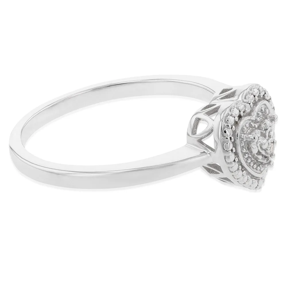 Sterling Silver With Diamond Heart Shape Ring Shiels