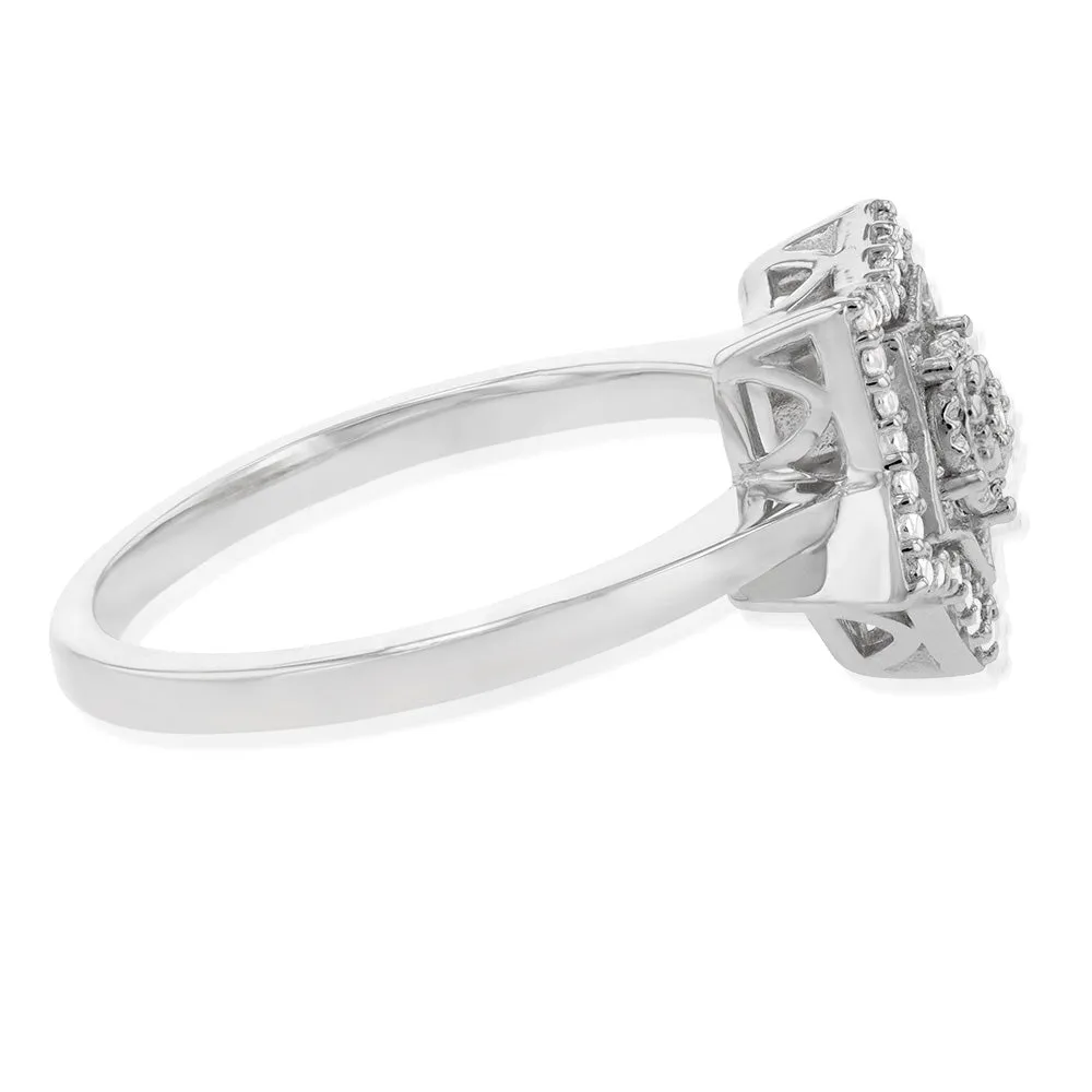 Sterling Silver With Diamond Star Shape Ring Shiels