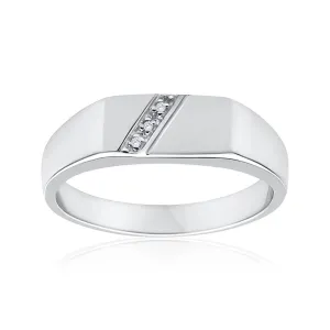 Sterling Silver x3 Diamond Set Gents Ring Shiels