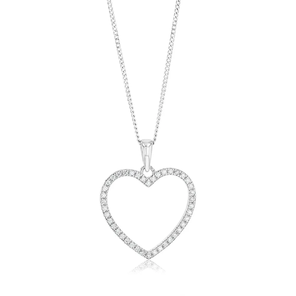 Sterling Silver Zirconia Open Heart Pendant Shiels