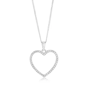 Sterling Silver Zirconia Open Heart Pendant Shiels