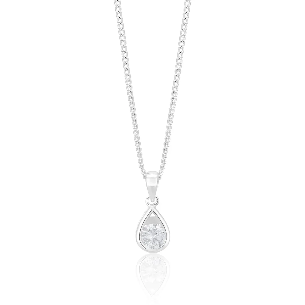 Sterling Silver Zirconia Teardrop Pendant Shiels