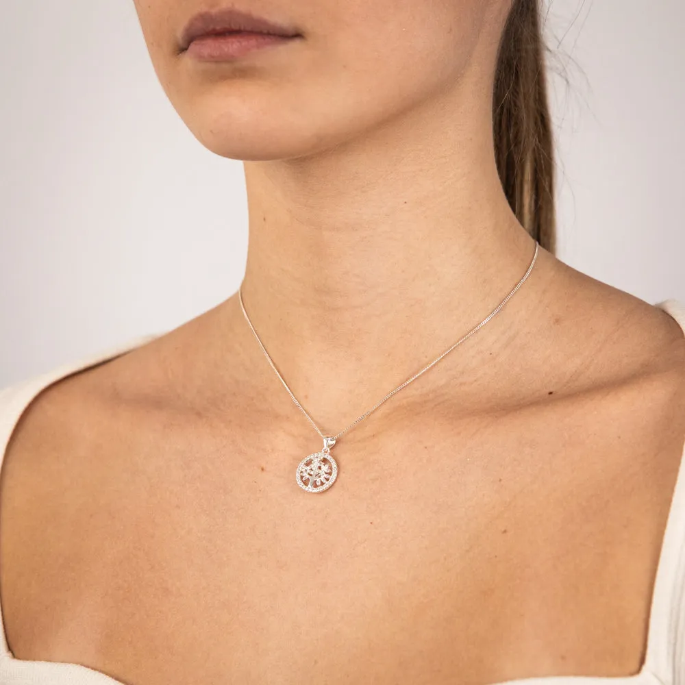 Sterling Silver Zirconia Tree Of Life Pendant Shiels