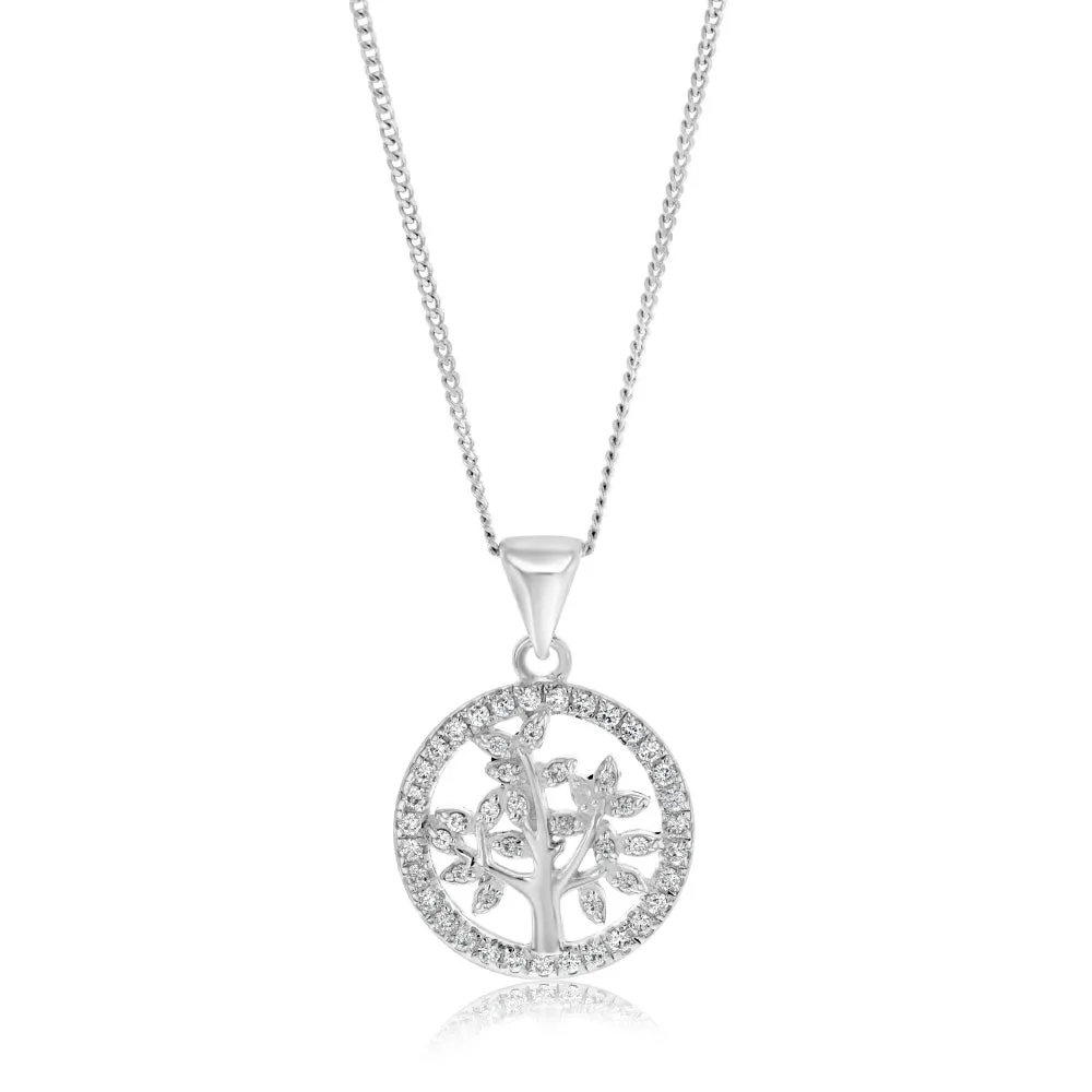 Sterling Silver Zirconia Tree Of Life Pendant Shiels
