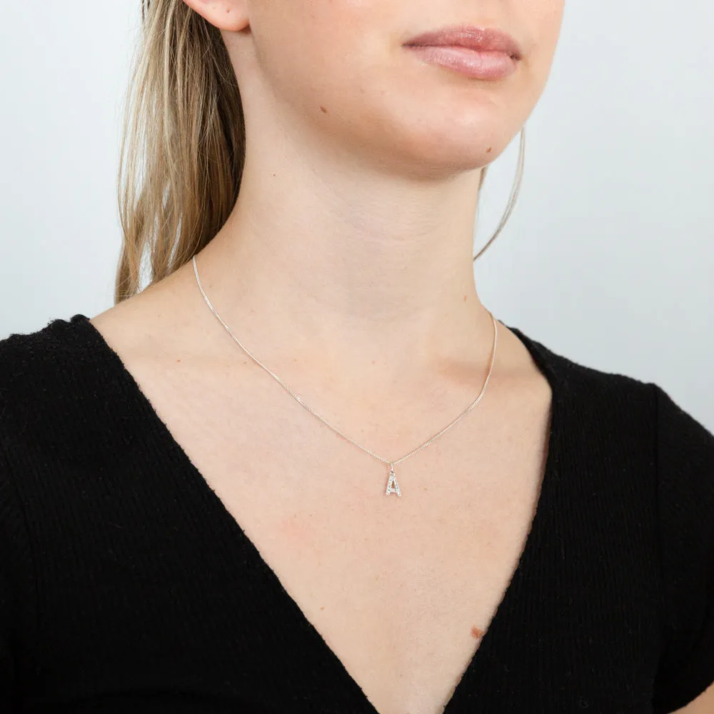 Sterling SilverCubic Zirconia Initial "A" Pendant Shiels