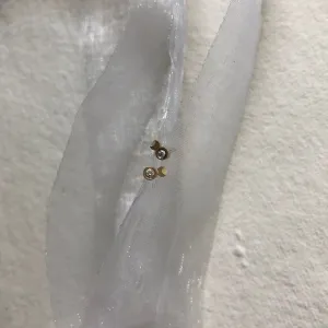 SUN & MOON 14K Gold Earring w. Diamond